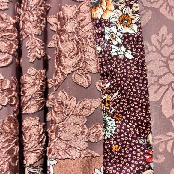 Ivy Jane Kimono Womens Multicolor S/M Floral Open Front Velvet Cardigan - Picture 5 of 9